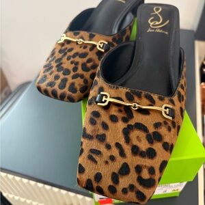 Sam Edelman Leopard Print Slip-On Mules with Gold Bit